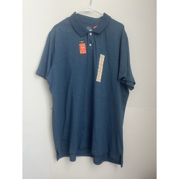 St Johns Bay Mens Polo Shirt Size XXL  Blue Striped Quick Dry - Picture 1 of 4